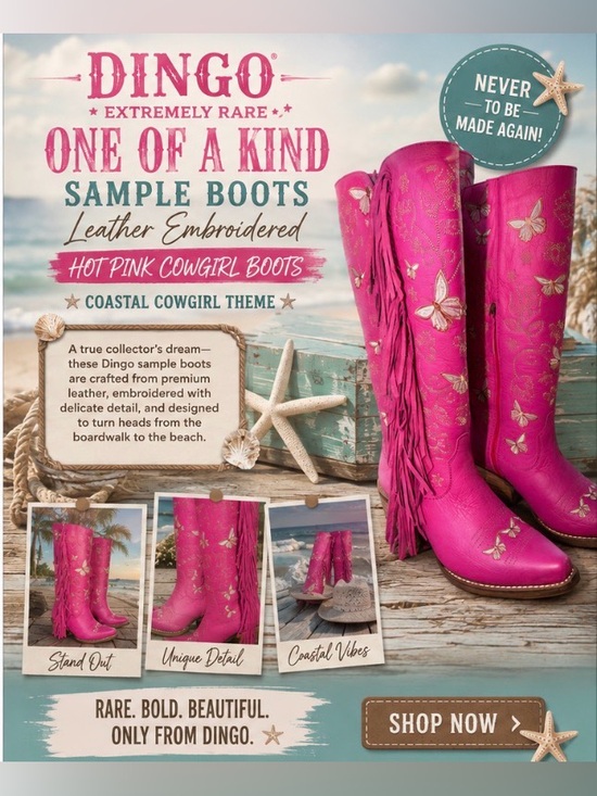 dingo Shoes - Dingo Retro Hot Pink Knee High Embroidered Leather Boots, Unreleased NWT Size 7